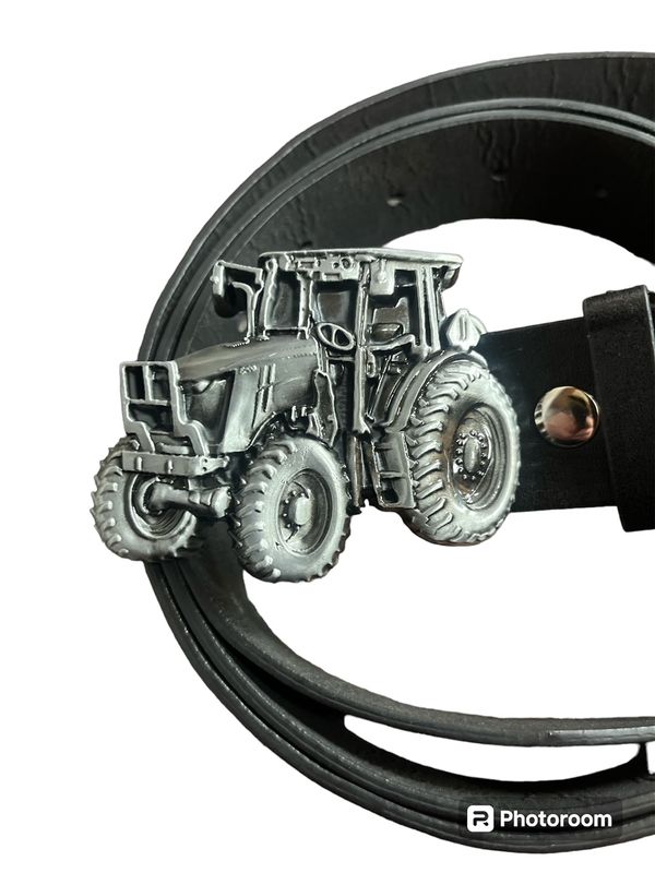 Tractor buckle with belt Farm machinery silver/black farmer gift