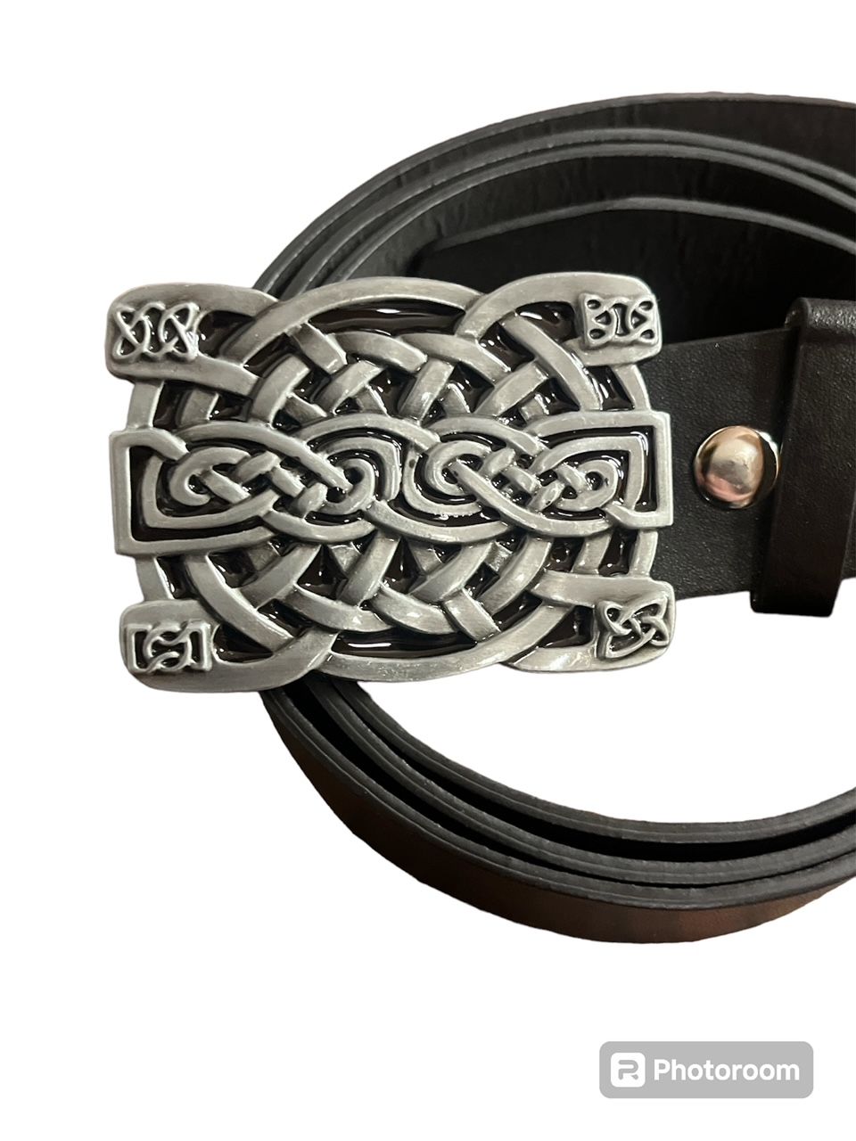 CELTIC KNOT buckle with belt Silver/Black colour metal design