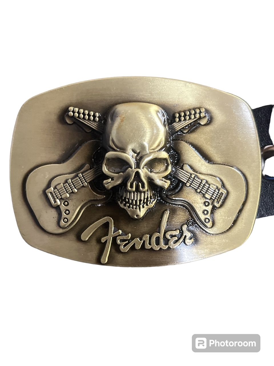 FENDER Guitars Logo buckle with belt Gold Skull design
