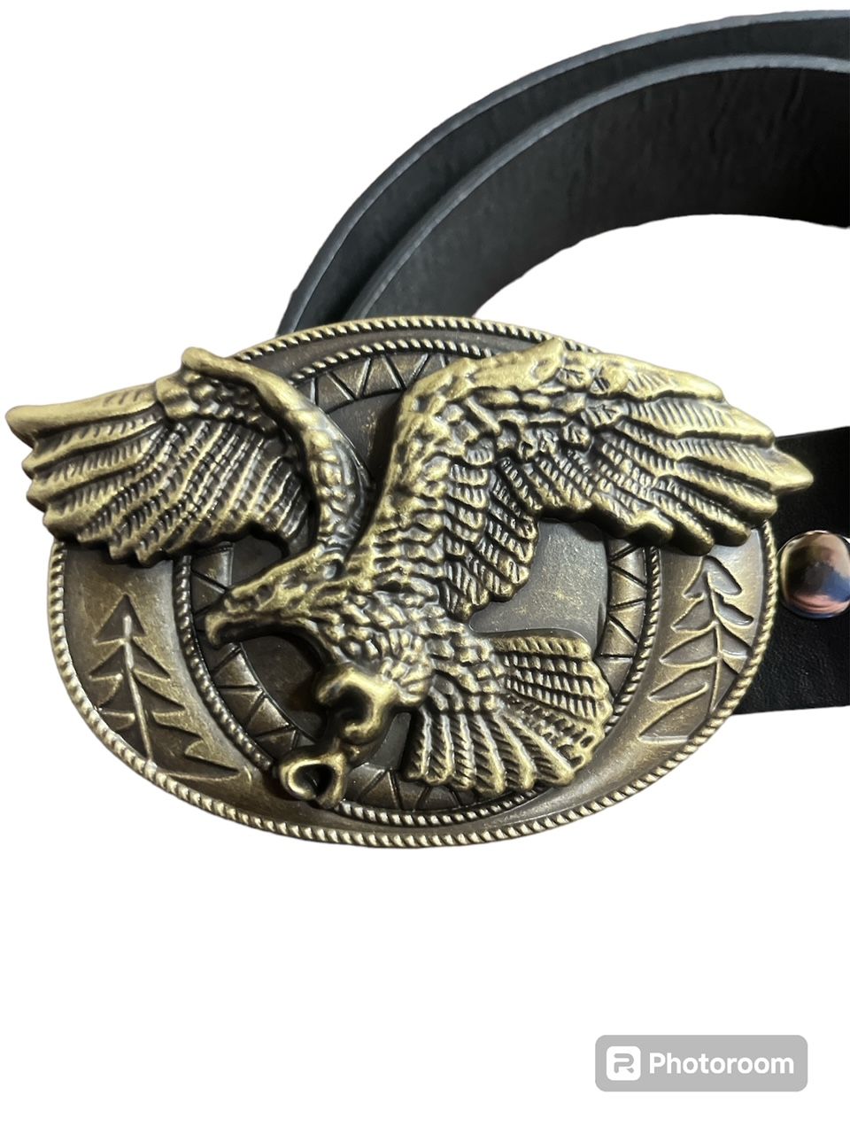 EAGLE buckle with belt Western Oval gold design