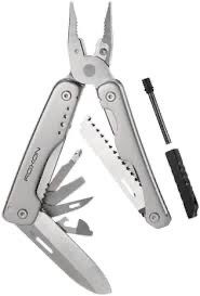 ROXON S803E Elite Flash Multitool with 20 functions including strong pliers, Flint Rod, full-size lockable blades for Outdoor Essential Survival Tool (D2 Blade)