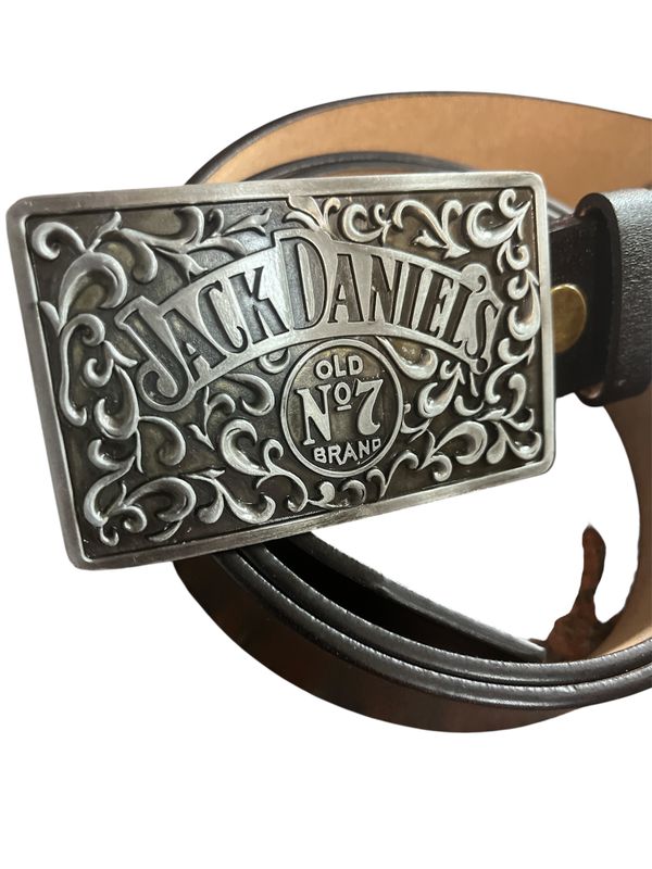 Jack Daniels Western Style Logo Buckle with belt floral rectangle