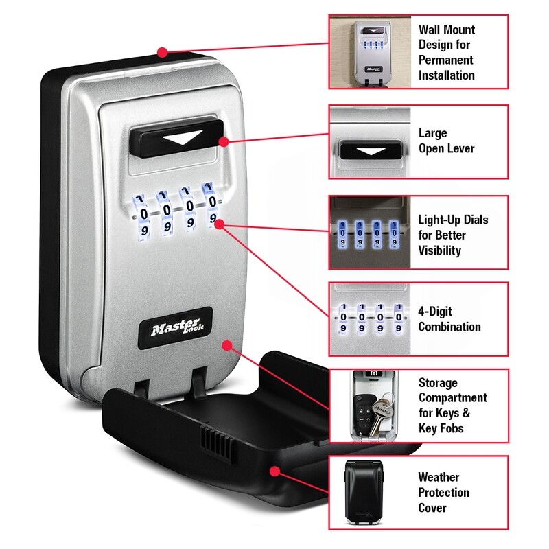 MASTER LOCK WALL MOUNT LIGHT UP DIAL KEY LOCK BOX