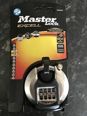 MASTER LOCK Excell zinc discus PADLOCK with shrouded shackle; set-your-own combination 70mm