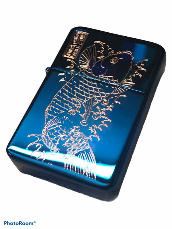Japanese Koi Fish Lighter, Polished Blue Finish