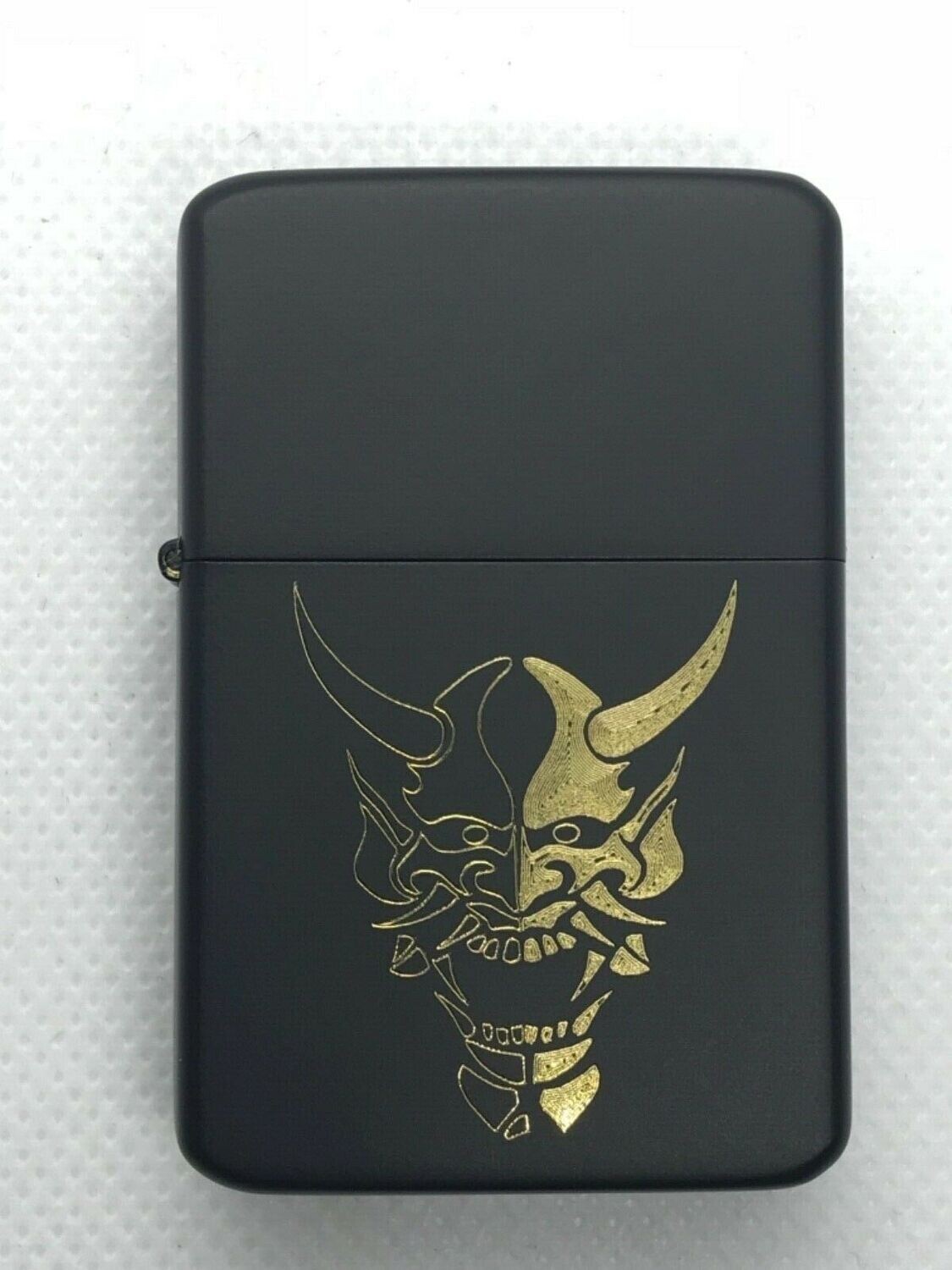 Japanese Split Oni Mask Lighter, Matte Black Finish