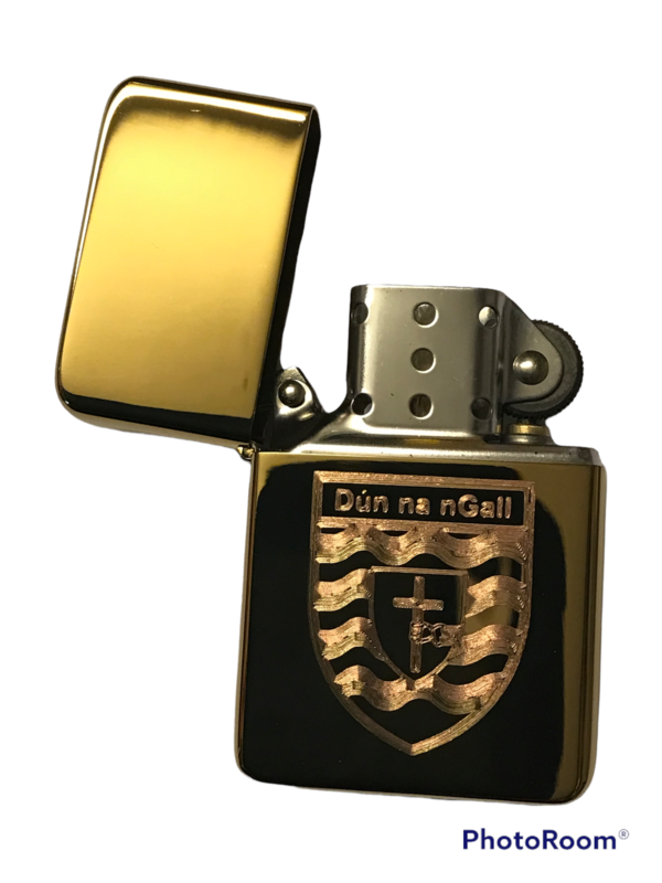 Donegal County Crest Lighter, Polished Brass Finish Coat of Arms