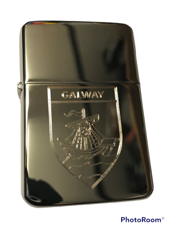 Galway County Crest Lighter, Polished Chrome Finish Coat of Arms