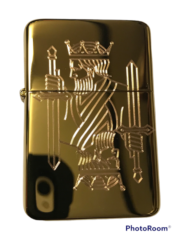 Double Sided King/Queen Card Lighter, Polished Brass Finish