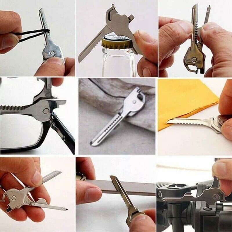KEY TOOL compact gadget keyring with Knife Screwdrivers Bottle Opener