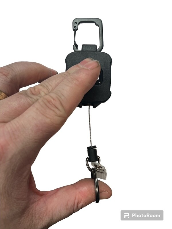 Heavy Duty Retractable Key Chain with Steel Wire Rope Recoil and pocket clip + ring