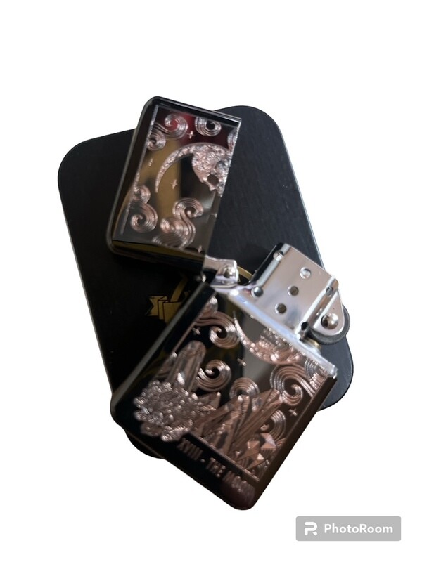 THE MOON tarot card design Lighter Black Ice Finish