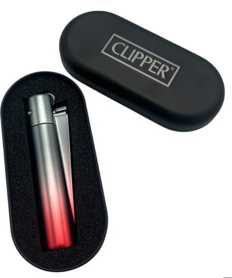 Demon Gradient Metal Clipper Lighter In Gift Tin grey red