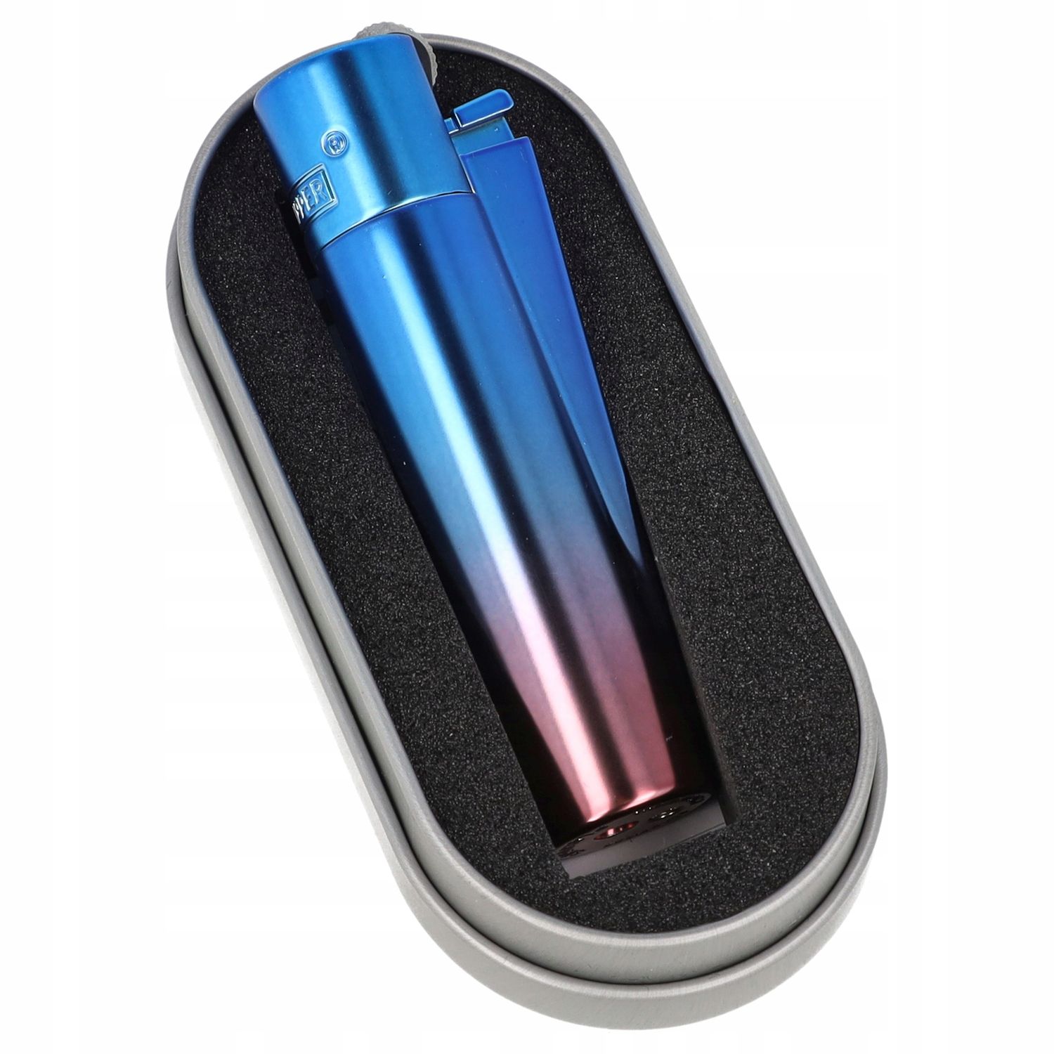 Dawn Gradient Metal Clipper Lighter In Gift Tin blue copper