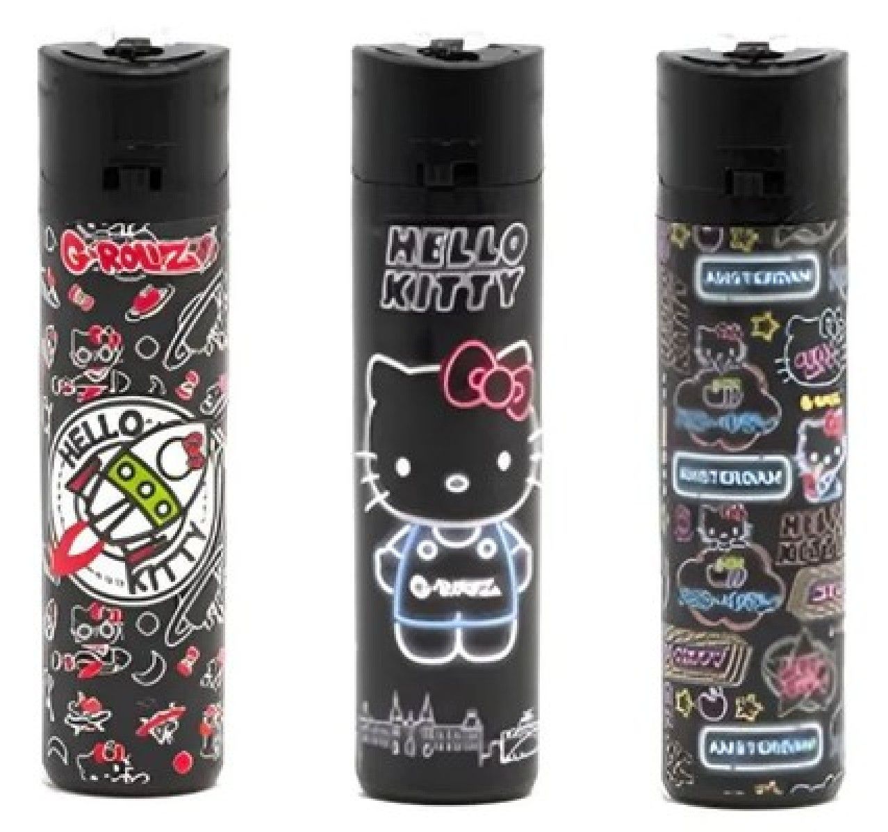 Hello Kitty Lighter SET of 3 Refillable gas yellow flame G-ROLLZ Amsterdam