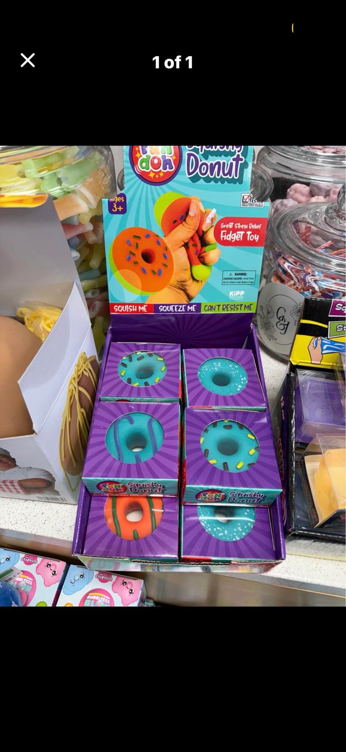 Fun Doh Squishy Donut fidget toy.