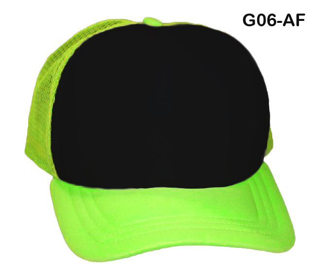 Gorra de malla amarillo neon frente negro