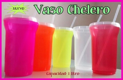 Vaso con popote Fluorescente BIG CHELERO