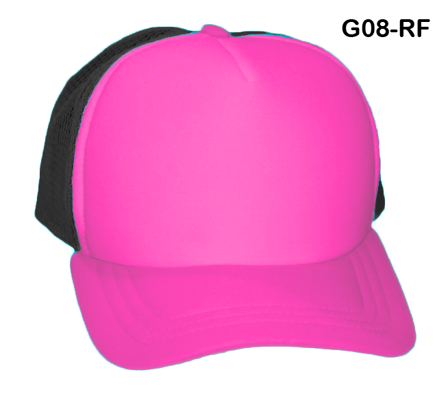 Gorra de malla negra con frente y visera rosa neón