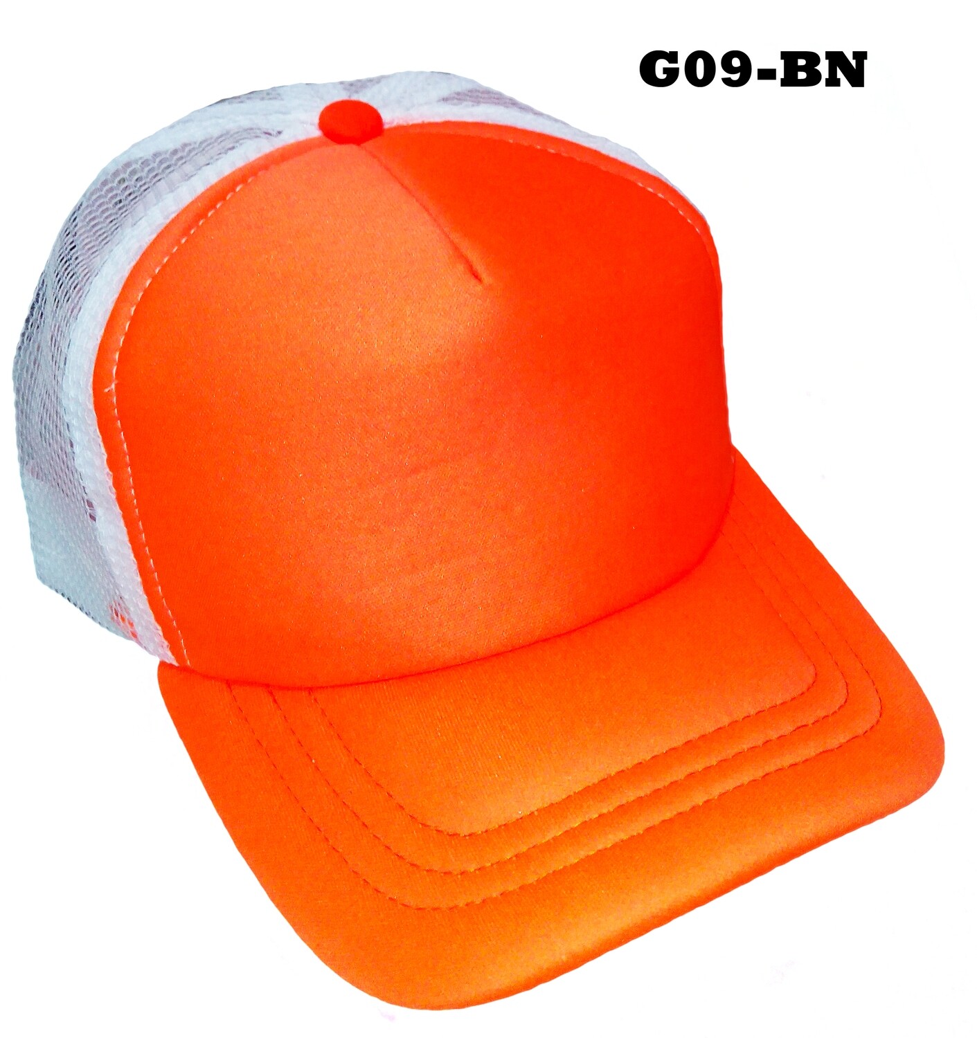 Gorra de malla blanca con frente y visera naranja neón