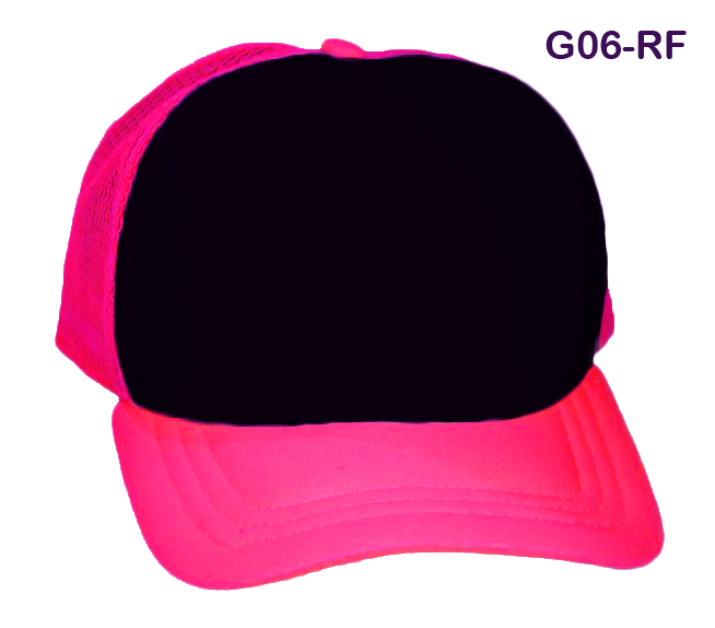 Gorra de malla y visera rosa neón con frente negro
