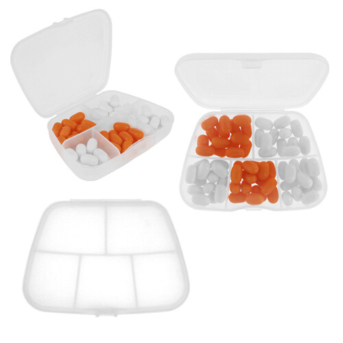Pastillero de plástico con broche y 5 compartimentos.RITA