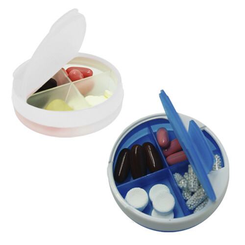 Pastillero de plástico con 4 compartimentos.OSLER