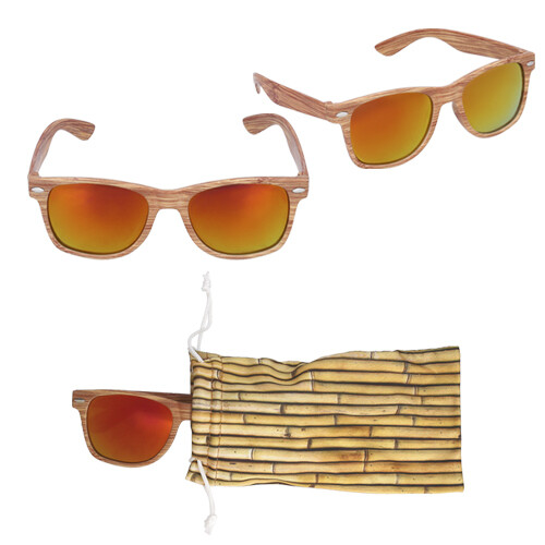 Lentes de sol de plástico con simulación de madera, CARIBE