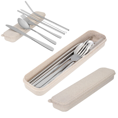 Set de cubiertos con estuche de wheat straw. GODIN