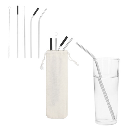 Set de popotes de acero inoxidable reutilizables. DRINK