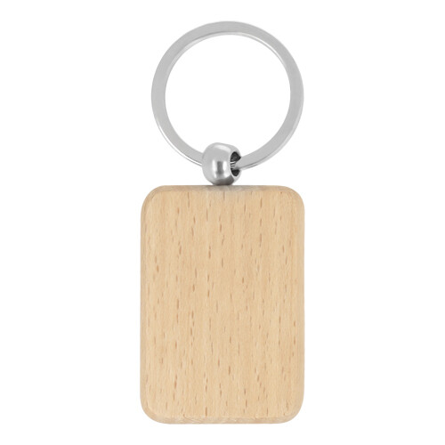 Llavero de madera con arillo metálico. KAZAN
