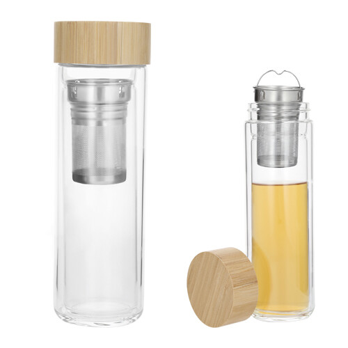 Termo con doble pared de vidrio e infusor, INFUSION