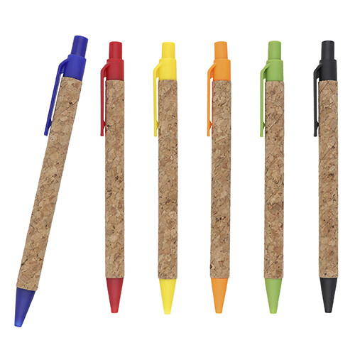 Bolígrafo de plástico con barril de corcho. PINOT