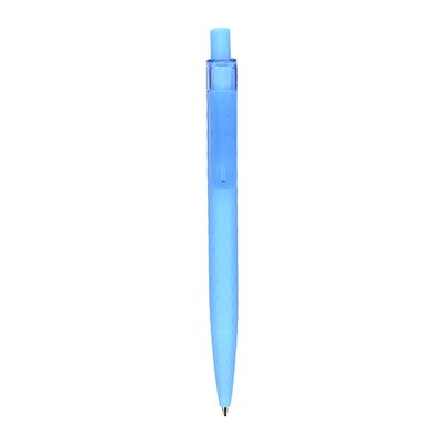 Bolígrafo de plástico con clip transparente.