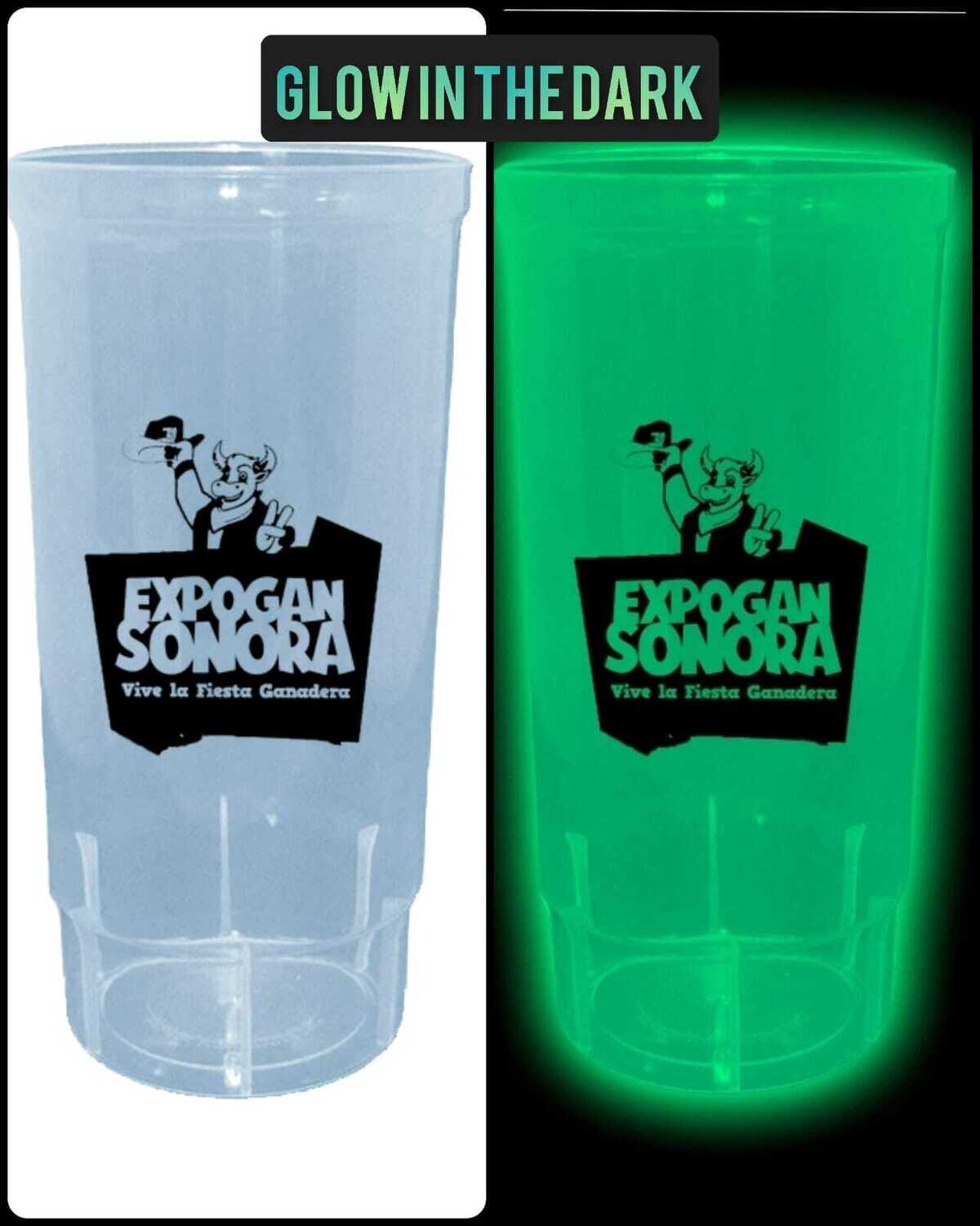 Vaso Fosforescente con tapa y popote
