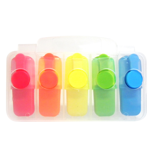 ESTUCHE DE PLASTICO CON 5 MARCA TEXTOS.
