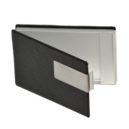PORTA TARJETAS DE PIEL CON METAL