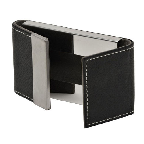 PORTA TARJETAS DE PIEL CON METAL