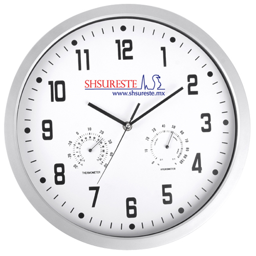 RELOJ DE PARED CON TERMOMETRO E HIDROMETRO