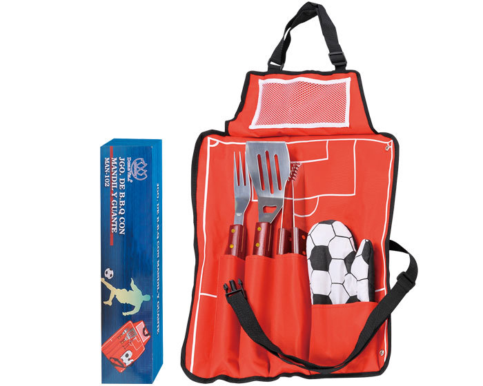 Mandil con utensilios para BBQ. CANCHA