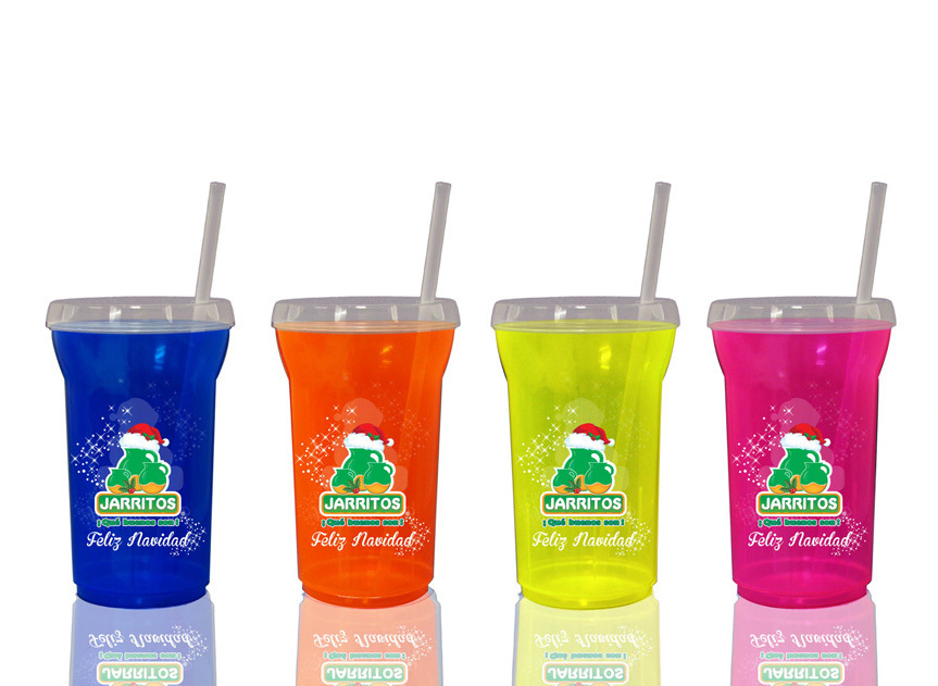 Vaso con popote Fluorescente BIG CHELERO