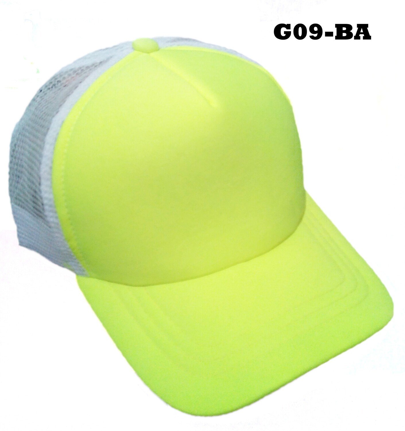 Gorra de malla blanca con frente y visera amarillo neón