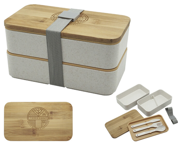 Box lunch doble de fibra de trigo ROBLE