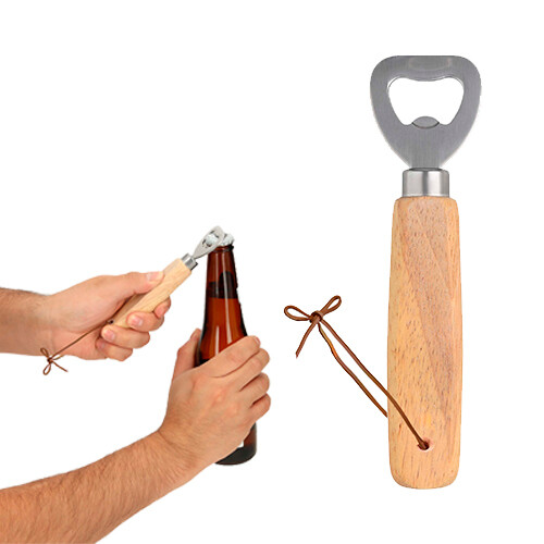 Destapador con mango de madera y cordón BOTTLE
