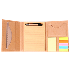 LIBRETA ECOLÓGICA CON BOLÍGRAFO Y NOTAS ADHESIVAS