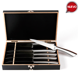 ESTUCHE CON 6 CUCHILLOS DE ACERO INOXIDABLE.