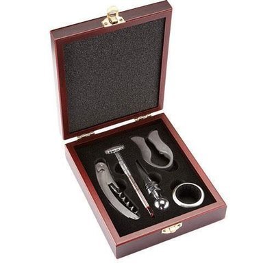 SET PARA VINOS MEDITERRANEO (Incluye sacacorchos con navaja, stopper, arillo, termómetro y cortador.)