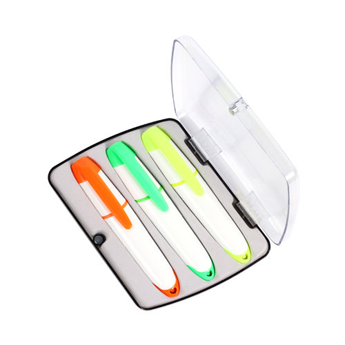 ESTUCHE DE PLASTICO CON 3 MARCA TEXTOS