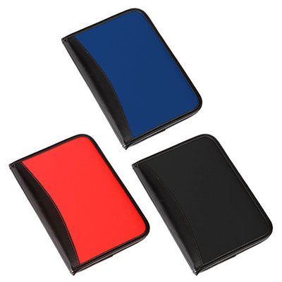 CARPETA FABRICADA EN CURPIEL CON BLOCK, PORTA PLUMA Y COMPARTIMENTOS