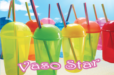 Vaso con popote y tapa STAR